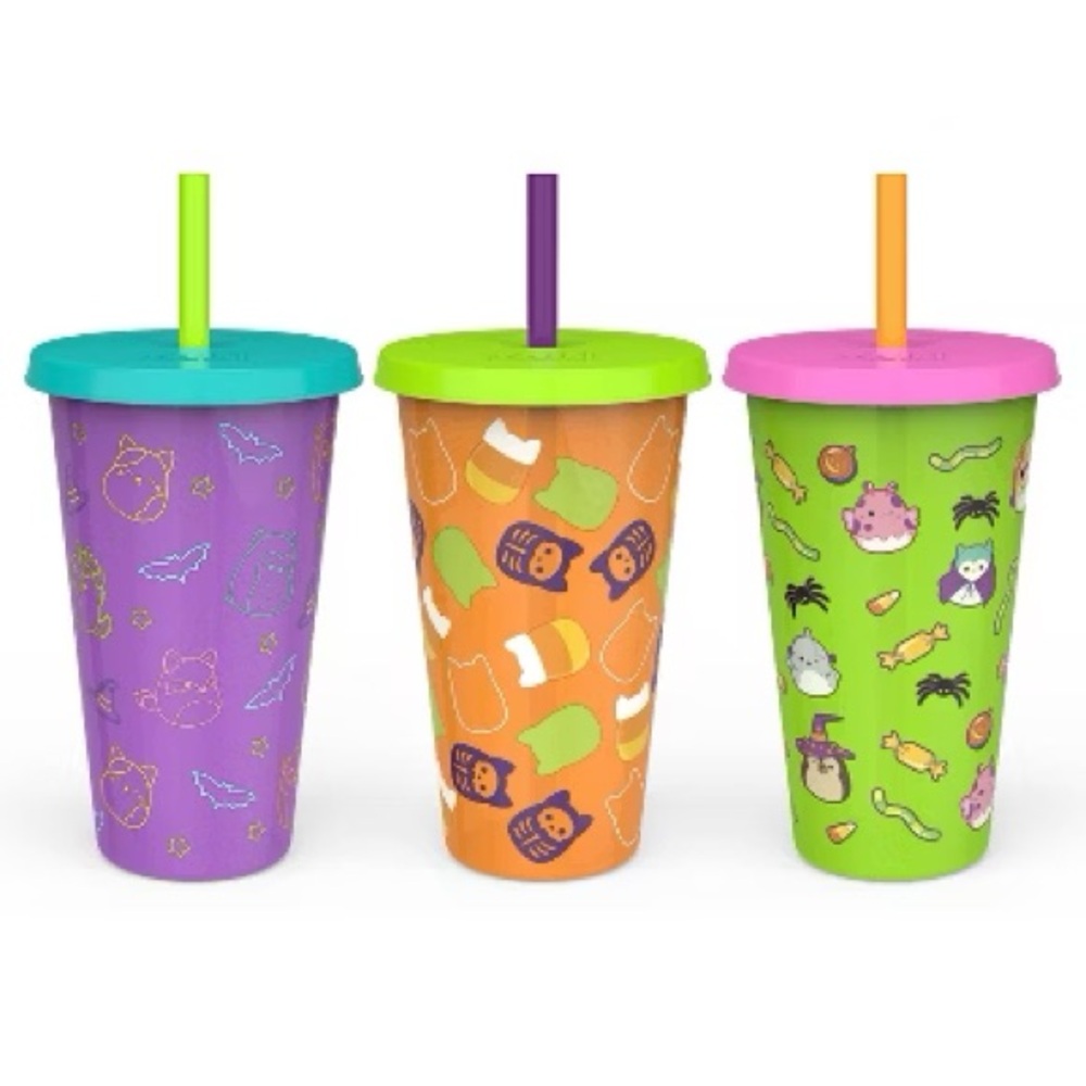 Zak Designs 3pc 25oz Squishmallow Glow in the Dark Halloween Tumblers